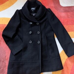 Apt. 9 Women's Black Double-Breasted Coat Peacoat LG Corduroy Military Style
